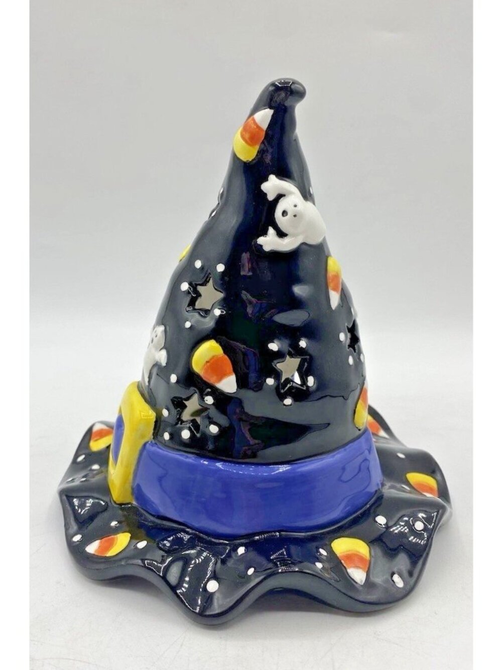 Bella Casa By Ganz Halloween Witch Hat Tealight Candle Holder Candy Corn Ghosts - Picture 11 of 16